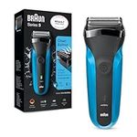 Braun Series 3 Electric Shaver For Men, Wet & Dry, UK 2 Pin Plug, 310, Black/Blue Razor, Rated Which Great Value