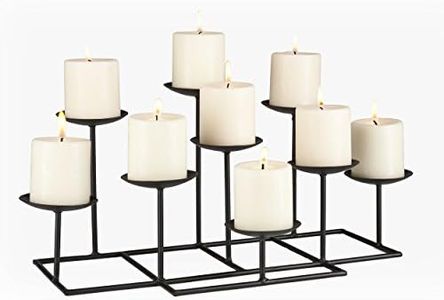 SEI Furniture 9 Candle Wrought Iron Candelabra, Matte Black