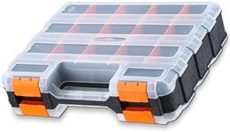 Andalus Storage Box With 18 Compartments - Small Hardware Parts Organizer Box - Made of Durable Plastic - Excellent for Screws Nuts and Bolts (2 Sided (12.6 x 10.6 x 3 Inches))