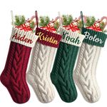 Christmas Stockings Personalized 1 Pack Custom Name 18” Large Knitted Xmas Stockings for Fireplace Hanging,Family Christmas Stockings with Embroidered Name for Home Decoration(A)