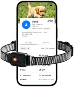 CurvedMoon GPS Invisible Fence for Dogs with APP Control & Real-Time Tracking, Wireless Dog Fence Collar System, No App Subscription Fee, GPS Dog Collar for Small Medium Large Dogs(Black)