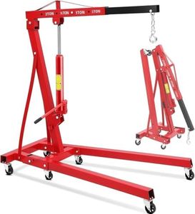 COZONY 4400LBS Engine Hoist, Cherry Picker Shop Crane, 2 Ton Heavy Duty Folding Hydraulic Engine Lift w/ 6 Casters for Garage Workshop Warehouse