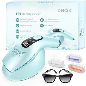 DEESS IPL Hair Removal Device with Ice Point Cooling System, GP590 Unlimited Flashes at-Home Permanent Laser Hair Remover for Women and Men, Painless Long-Lasting Reduction of Face & Body Hair Regrow