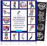 INGALA PREMIUM Stencils Set - 146 Unique Artistic Glitter Tattoo Stencils for Kids, Teens and Adults. Can be used as Henna Tattoo Stencils, Airbrush Stencils or Face Painting Stencils