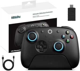 RunSnail 8Bitdo Ultimate 2 Wireless 2.4G Controller for Windows Android, TMR Joystick, Adjustable Trigger Locks, Star-Ring RGB Lights, Gamepad with Charging Dock (Black)