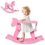 Belleur Wooden Rocking Horse for Baby, Toddler Wood Ride-on Toys for 1-3 Year Old, Boys & Girls Rocking Animal for Indoor & Outdoor Activities, Birthday Pink