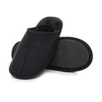 AJVANI Flat Winter Fur Lined Memory Foam Mules Slippers House Shoes Size 8 42 Black