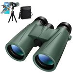 Sounce 12x42 Ultra HD Binoculars for Long Distance – BAK4 Prism, Green Coated Optics – Bird Watching, Wildlife, Safari – Includes Phone Adapter & 360° Rotatable Tripod – Green