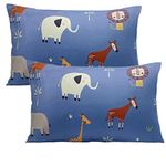 Toddler Pillowcase Organic Cotton Cute Pillow Covers 2 Pack - Soft Kids Pillow Case 14 x 20 or 13 x 18 - Baby Pillow Cases Cute Animals for Boy Girl Bedding, Travel Pillows, Children Ideal Gift