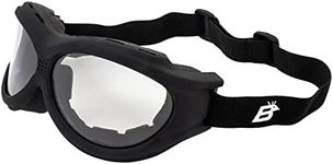 Birdz Eyewear - The Buzzard - Padded Motorcycle Riding Goggle Fits Over Glasses (Black Frame/Clear Lens)