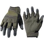 HANDLANDY Tactical Fingerless Impact Gloves for Men, Padded Grip Half Finger Work Gloves, Utility Trucker Driver Gloves (Army Green, Large (Pack of 1))