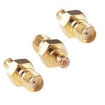 RFaha 3pcs SMA Female to MCX Male RF Coax Coaxial Connector Adapter for Antennas/Wireless LAN Devices/Coaxial Cable(F57-3)