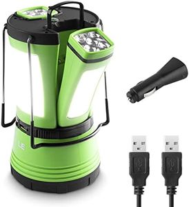 LE LED Camping Lantern Rechargeable, 600LM, Detachable Flashlight, Perfect Lantern Flashlight for Hurricane Emergency, Hiking, Fishing and More, USB Cable and Car Charger Included