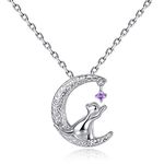 VIKI LYNN Women Girls 925 Sterling Silver Cubic Zirconia Cat Necklace