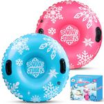 ZMLM Snow Tube for Sledding - Inflatable Snow Sled for Kids and Adults Heavy Duty Blow Up Tube with Handles Outdoor Winter Snow Toys for Tubing Sled Gift Kits 2 Pack