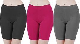 Buy That Trendz Women's Cotton Lycra Tight Fit Stretchable Cycling Shorts Womens|Shorties for Cycle/Active wear Running Exercise/Workout/Yoga/Gym/Combo Pack 3 Black Rani Pink Charcoal Small