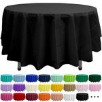 Party Ulyja Black 2 Pack Plastic Tablecloth Round 84 Inches Disposable Onyx Black Reusable Table Covers for Dining, Birthday, Wedding, Picnic, Event and Outdoor Use