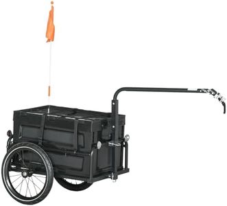 HOMCOM Bike Trailer, Bicycle Cargo Trailer Wagon Cart with 65L Foldable Storage Box, Pneumatic Tyres and Safe Reflectors, Max Load 40KG, Black