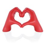 MHOOW Heart Hands Sculpture Decor for Bedroom Living Room Bookshelf Table, Aesthetic Modern Love Finger Heart Hands Statues, Boho Wedding Home Decor Accessories (Red)