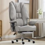 EXCEBET Big and Tall Office Chair 400lbs Wide Seat, Leather High Back Executive Office Chair with Foot Rest, Ergonomic Office Chair Lumbar Support for Lower Back Pain Relief (MESH Grey)