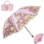 Aikelai Vintage Lace Folding Umbrella, UPF50+ Sun umbrella, 3D Flower Embroidery Compact Umbrella for Wedding Party and Photo Shooting (8337-pink)