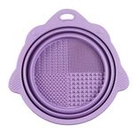 Makeup Brush Cleaning Mat, Silicone Makeup Cleaning Brush Scrubber Mat Portable Washing Tool Cosmetic Brush Cleaner with Suction Cup for Valentines Day (Purple)