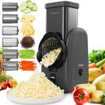 Electric Cheese Grater,Electric Salad Maker,Multi Grater, Fruit Cutter, Automatic Vegetable Chopper Slicer,Food Processor,for Cheese, Cucumber, Carrot,Gray-Black