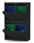 Tilt-Out Trash Can Cabinet with 4 Garbage Cans - Waste Storage Solution for Kitchen and Garage | Tilt Out Trash Can Cabinet | Garbage Can Cabinet | kitchen Garbage Can Holder (Black, 4 Buckets)