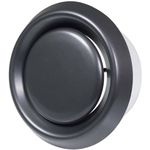 Ø 125mm / 5'' Adjustable Diffuser - Universal Air Supply/Exhaust Valve - Ventilation Ducting Cover - Mounting Frame - ABS Plastic Anthracite