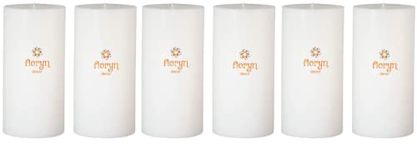 Floryn Decor® Paraffin Wax Pillar Candle (Set of 6, 3 X 6 Inch, White) | Dripless | Smokeless | Unscented | Burning time- 60 hrs | Hand Poured | Christmas Candle