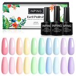 INPING Pastel Gel Nail Polish, 10 Color Spring Summer Nail Polishes Set Candy Macaroon Collection Required Soak Off UV/LED for Starter DIY Nail Art Salon Manicure Kit,8 ML