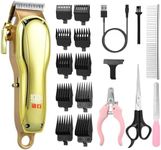 CkeyiN Dog Grooming Clippers for Thick Heavy Coats, 7000RPM Rechargeable Cordless Dog Clipper Kit with Combs/Ceramic Blade/LED Power Display, Low Noise Pet Shaver for Dogs Cats and Animals