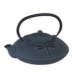 Victor Cast Iron Teapot, Dragonfly Pattern, Blue, 17 x 21 x 15 cm