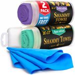 Premium 2pk + 1 Free Shammy Cloth for Car Drying - (26"x17") - Super Absorbent Chamois Towel for Car - Reusable Shammy Towel for Car - Scratch-Free Car Drying Towel