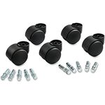 Master Caster 23618 Deluxe Futura Euro-Style 2-3/16" Office Chair Casters for Carpets, Set of 5 Wheels and 10 Stems, Black