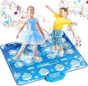 Joyvalley Kids Dance Mat Toys - 2-Player Dance Pad Gifts for Girls Boys Toddlers 3 4 5 6 7 8 9 + Year Old Electronic Dancing Mat Floor Games Toy with Music Light Christmas Birthday Gift (Frozen Blue)