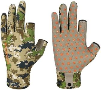 BASSDASH Unisex Fingerless Camo Hunting Gloves for Men's Women's Early Season Warm Weather UPF 50+ Lightweight Fishing Photography HG03