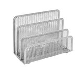 OSCO Silver Wiremesh Letter Holder | Mail Sorter | Post Rack | Envelope Organiser | Document Stand | Desk File Storage | Display Slots | H13.4 x W17.5 x D8 cm |