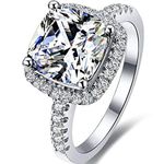 Jude Jewelers Platinum Plated 4 Carat Princess Cut CZ Simulated Diamond Wedding Engagement Proposal Ring, Metal, Cubic Zirconia