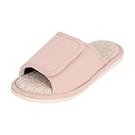 Women Open Toe Diabetic Slippers Adjustable Wide Fit Edema Swollen Shoes Couple Non-Slip Comfort Elderly Slippers Unisex Comfy House Footwear Indoor Home Shoes Pink