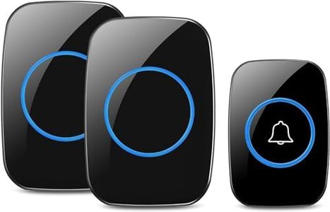 Lostrain Doorbell, Wireless Door Bell Waterproof with 1000ft/300m Operating Range, 60 Chimes, 5 Volume Levels, 2 Plug-in Receivers & 1 Push Button Cordless Doorbell Kit for Home, Office, Room