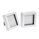 Nicola Spring 3D Shadow Box Photo Frames - 4 x 4 (10 x 10cm) - Pack of 2 - White 3D Photo Frame Picture Frame Box Small Square Display Case for Crafts, Keepsakes, Wedding, Graduation