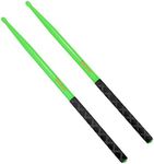 5A Nylon Drumsticks for Drum Set Light Durable Plastic Exercise ANTI-SLIP Handles Drum Sticks for Kids Adults Musical Instrument Percussion Accessories Green