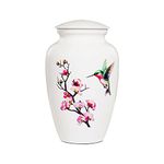 ICOKEE Hummingbird Cremation Urn for Adult Ashes, White Funeral Urn, Large Decorative Urn with Velvet Bag, up to 200 Lbs Capacity, Urns for Human Ashes Adult Female, Urns for Ashes Adult Male