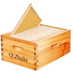 GLZhuike 10 Frame Bee Hive Box，Wax Coated Langstroth Deep Brood Bee Box Includes Wooden Frames & Beeswax Coated Foundation Sheet (Unassembled)