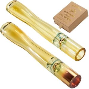 QUORGVES Gold And Silver Glass Cigarette Holder 2PS, Handmade Smoking Pipe Mouthpiece, Glass Pipe for Smoking, Tobacco Pipe, Fits Regular Size Cigarettes