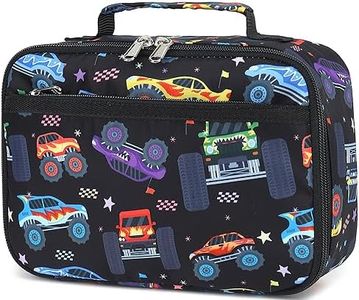 CAMTOP Monster Truck Kids Lunch Box Boys Girls Insulated Lunch Cooler Bag Reusable Lunch Tote Kit for School Travel