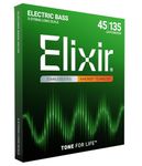 Elixir 14782 Strings Stainless Steel 5-String Bass Strings w NANOWEB Coating, Long Scale, Light/Medium (.045-.135)