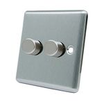 AET CSC2GDIM40 Satin Chrome Classical 400W-10 Amp Double 2 Gang 2 Way 400W Light Dimmer Switch, 400 W, 240 V