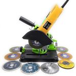 KROST Angle Grinder 4"/100 mm 1100W with Grinder Stand, with and Complete 9 Pieces of Metal, Wood, Concrete, Cutting and Grinding Wheels.